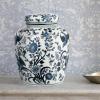 imageCreative CoOp Decorative Ceramic Ginger Jar with Lid for Spaces GreenBlue  White Bird