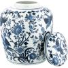 imageCreative CoOp Decorative Ceramic Ginger Jar with Lid for Spaces GreenBlue  White Bird