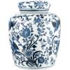 imageCreative CoOp Decorative Ceramic Ginger Jar with Lid for Spaces GreenBlue  White Bird