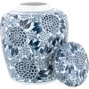 imageCreative CoOp Decorative Ceramic Ginger Jar with Lid for Spaces GreenBlue and White