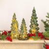 imageCreative CoOp Glass Christmas Trees with LED Green Set of 3