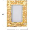 imageCreative CoOp Reclaimed Wood and Mother of Pearl Photo Frame with Floral Design Multicolor