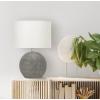imageCreative CoOp Round Terracotta Canvas Shade Distressed Grey Table Lamp