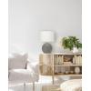imageCreative CoOp Round Terracotta Canvas Shade Distressed Grey Table Lamp