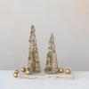 imageCreative CoOp Wire and Glass Beaded Christmas Tree Gold and Nickel Color