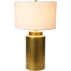 imageIndigo ampamp White Ceramic Table lamp with Linen ShadeGold