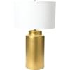 imageIndigo ampamp White Ceramic Table lamp with Linen ShadeGold