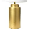 imageIndigo ampamp White Ceramic Table lamp with Linen ShadeGold