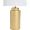 imageIndigo ampamp White Ceramic Table lamp with Linen ShadeGold
