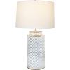 imageIndigo ampamp White Ceramic Table lamp with Linen ShadeIndigo  White