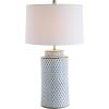 imageIndigo ampamp White Ceramic Table lamp with Linen ShadeIndigo  White