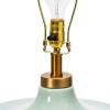 imageStriped Aqua Ceramic Table Lamp with White Linen Shade