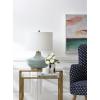 imageStriped Aqua Ceramic Table Lamp with White Linen Shade