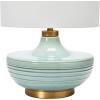 imageStriped Aqua Ceramic Table Lamp with White Linen Shade