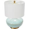 imageStriped Aqua Ceramic Table Lamp with White Linen Shade