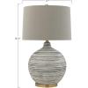 imageTextured Black ampamp White Striped Ceramic Table Lamp with Grey Linen Shade