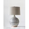 imageTextured Black ampamp White Striped Ceramic Table Lamp with Grey Linen Shade