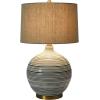 imageTextured Black ampamp White Striped Ceramic Table Lamp with Grey Linen Shade