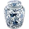 imageCreative CoOp Decorative Ceramic Ginger Jar with Lid for Spaces GreenBlue White Bird