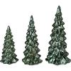 imageCreative CoOp Glass Christmas Trees with LED Green Set of 3