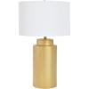 imageIndigo ampamp White Ceramic Table lamp with Linen ShadeGold