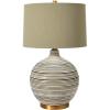 imageTextured Black ampamp White Striped Ceramic Table Lamp with Grey Linen Shade