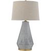 imageTextured Blue Glaze Ceramic Table Lamp with Natural Linen ShadeBlue Textured Tall