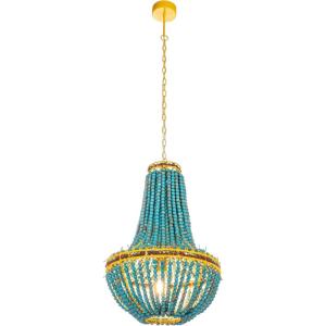 imageCreative CoOp Blue ampamp Red Wood Beaded Chandelier with Yellow Accents
