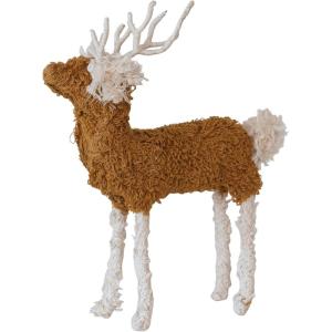 imageCreative CoOp Boucl Cotton Knit and Wire Reindeer Mustard Yellow and White