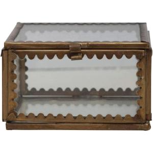 imageCreative CoOp Brass and Glass Display Box with Scalloped Edges Antique Finish3 Square x 134H