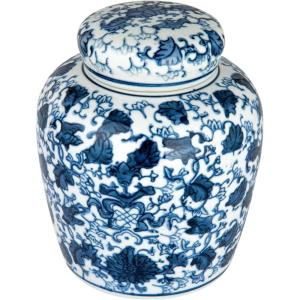 imageCreative CoOp Decorative Ceramic Ginger Jar with Lid for Spaces GreenBlue  White