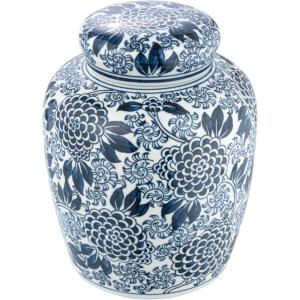 imageCreative CoOp Decorative Ceramic Ginger Jar with Lid for Spaces GreenBlue and White