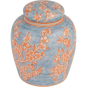 imageCreative CoOp Decorative Ceramic Ginger Jar with Lid for Spaces GreenLight Blue