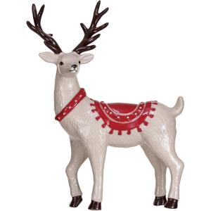 imageCreative CoOp Decorative Stoneware Reindeer White Red and Black