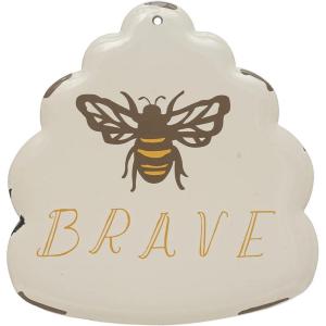 imageCreative CoOp Enameled Metal Bee Brave Wall Art and Dcor 10quot L x 0quot W x 10quot H Multicolor