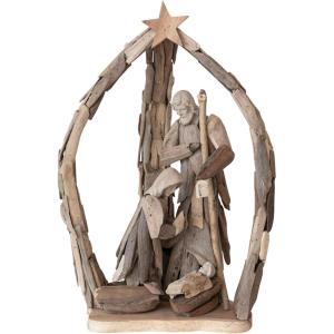 imageCreative CoOp Handmade Driftwood and Acacia Wood Holy Family Natural