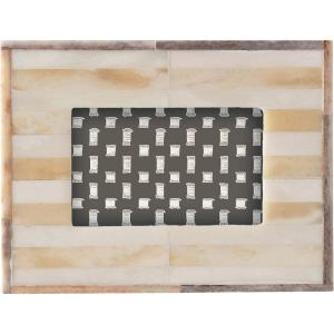 imageCreative CoOp Handmade TwoTone Bone ampamp MDF Photo Frame Natural Holds 2quot x 3quot Photo