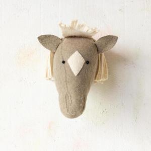 imageCreative CoOp Handmade Wool Felt Horse Head Wall Hanging Brown and Cream