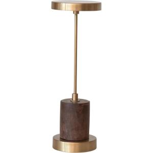 imageCreative CoOp Metal and Mango Wood LED Table Lamp with Touch Sensor in Antique Brass Finish Gold