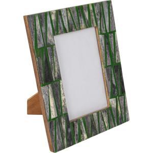 imageCreative CoOp Reclaimed Wood and Resin Photo Frame with Triangle Pattern Multicolor