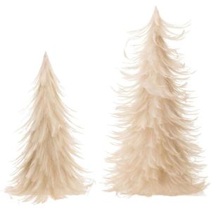 imageCreative CoOp Round Decorative Feather Trees Cream Set of 2