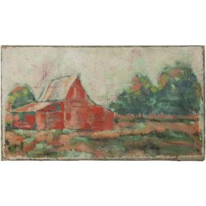 imageCreative CoOp Wood Framed Barn Painting Canvas Wall Decor Multicolor