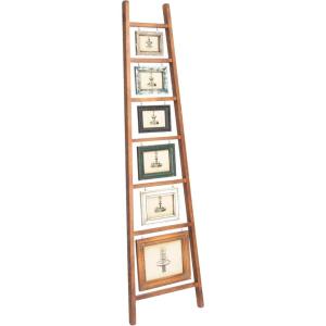 imageDecorative Wood Ladder with 6 Hanging Photo Frames