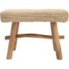 imageCreative CoOp 2525quot W Woven Mendong Covered Stool with Teak Wood Legs