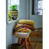 imageCreative CoOp 2525quot W Woven Mendong Covered Stool with Teak Wood Legs