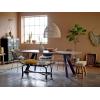 imageCreative CoOp 2525quot W Woven Mendong Covered Stool with Teak Wood Legs