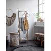 imageCreative CoOp 2525quot W Woven Mendong Covered Stool with Teak Wood Legs