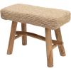 imageCreative CoOp 2525quot W Woven Mendong Covered Stool with Teak Wood Legs