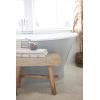 imageCreative CoOp 2525quot W Woven Mendong Covered Stool with Teak Wood Legs