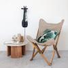 imageCreative CoOp Cotton Slub Butterfly Chair with Teakwood Frame and Metal Double Sided Hardware Brown and Natural